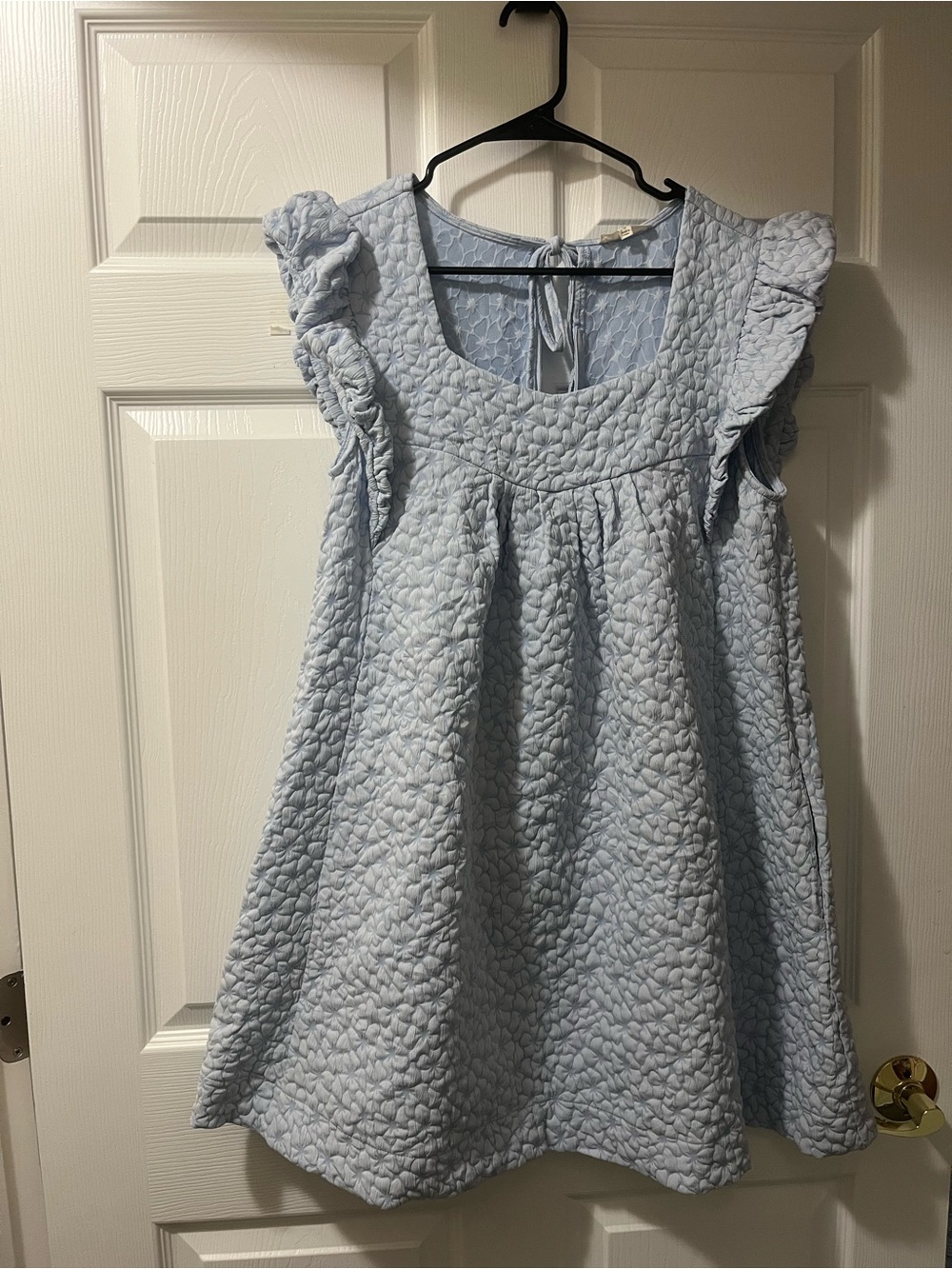 easel Light Blue Ruffle-Sleeve Mini Dress - Picture 2 of 5